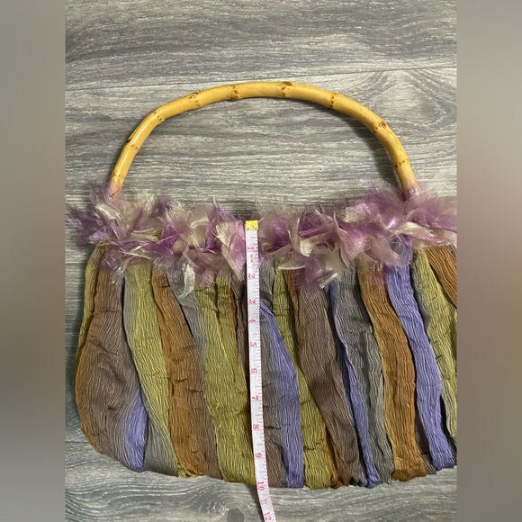 Vintage farnine Chiffon Ambre Purse with Banboo Handle - Picture 8 of 13
